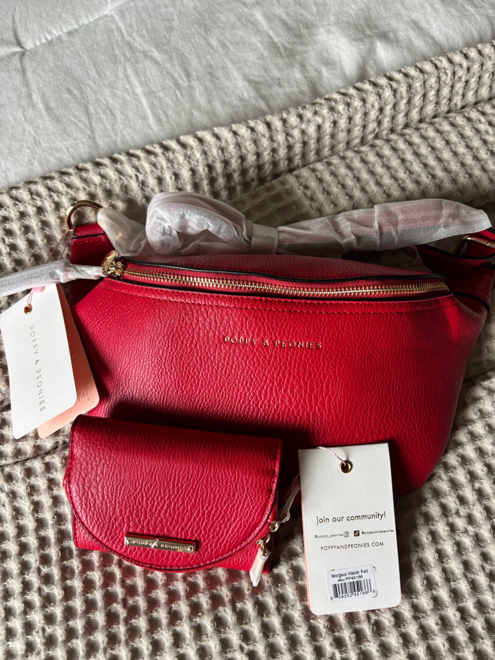 Poppy & Peonies Sidekick and Margaux Wallet - Red